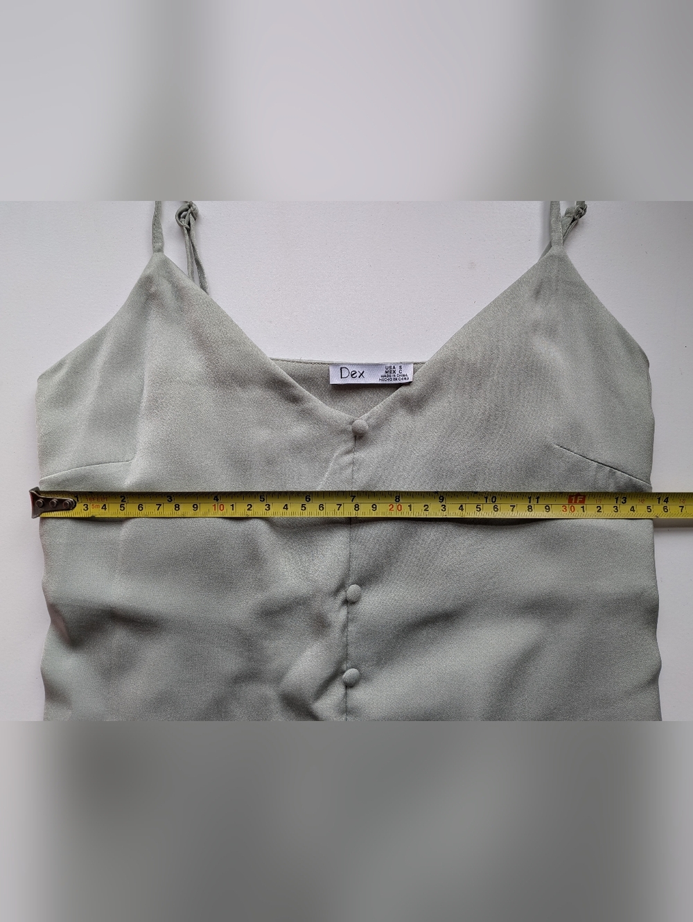 Satin Slip Dress in Sage Green - Picture 8 of 10